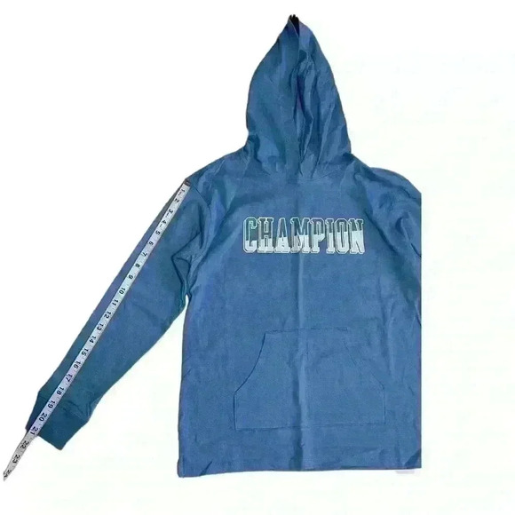 Champion Womens Cotton Logo Hoodie Blue Size XS gym activewear outdoor walking - Picture 5 of 10